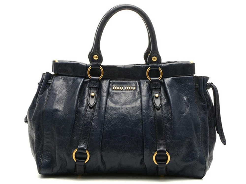 Miu Miu shoulder bag Vitello Lux Navy Blue leather